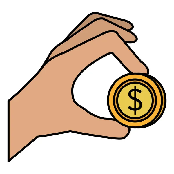 Рука з монетами гроші — стоковий вектор