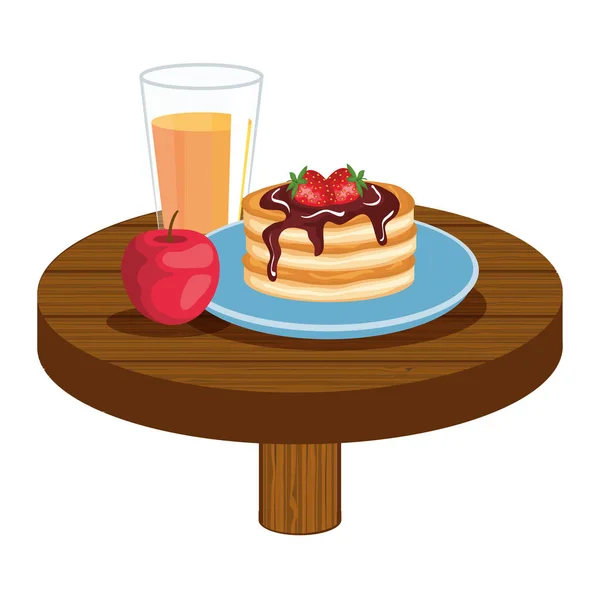 Смачний сніданок в дерев'яному столі — стоковий вектор