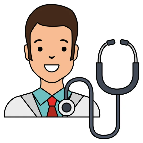 Médecin homme avec caractère stéthoscope — Image vectorielle