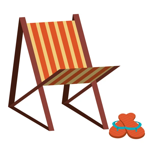 Strandstoel met flip flops — Stockvector