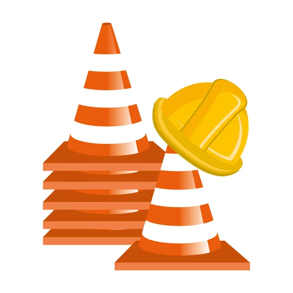 Capacete de construção com cones —  Vetores de Stock