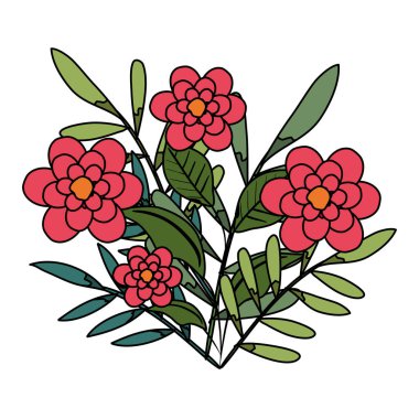 Güzel çiçekler ve yapraklar.