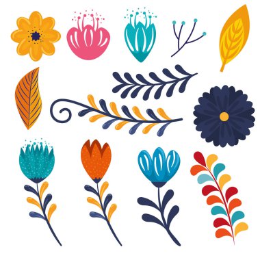 dalları ile çiçek bitkiler ayarlamak etkinliğe dekorasyon yaprakları