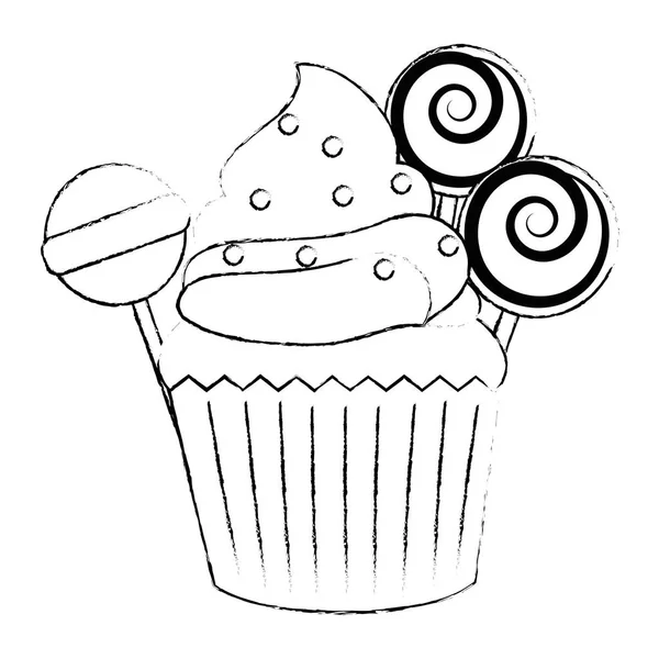 Pâtisserie au cupcake sucré aux bonbons — Image vectorielle