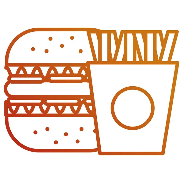 Delicioso hambúrguer com batatas fritas — Vetor de Stock