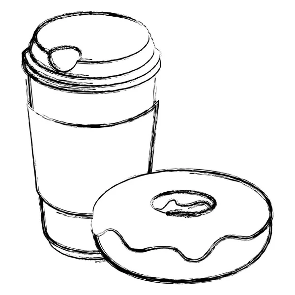 Taza de café y recipiente de plástico — Archivo Imágenes Vectoriales