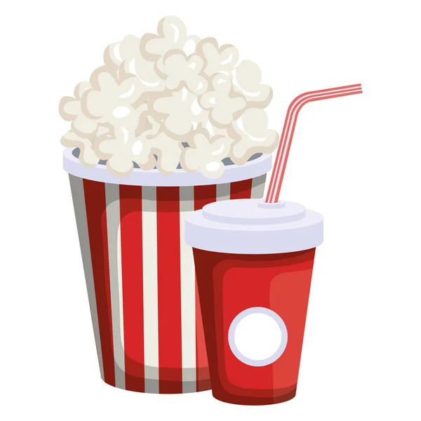 Leckeres Popcorn und Limo — Stockvektor