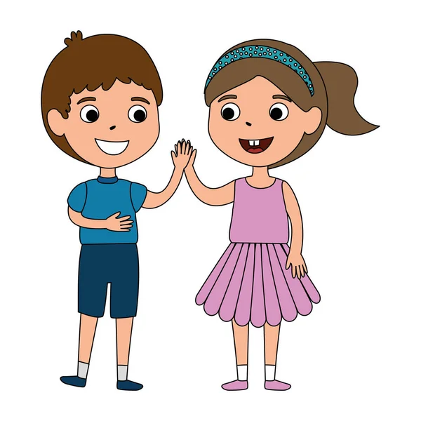 Little kids couple characters — Stock Vector