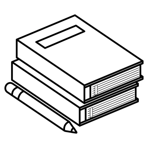 Lehrbücher mit Bleistift stapeln — Stockvektor