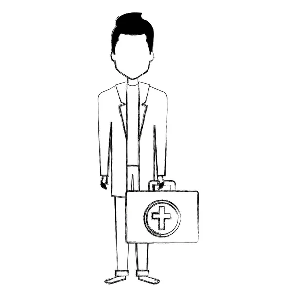 Doctor med Medical kit avatar karaktär — Stock vektor