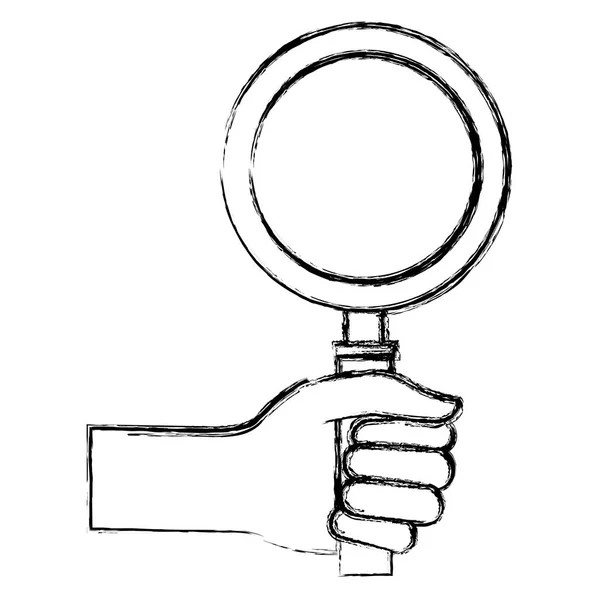 Hand human with magnifying glass isolated icon — Stock Vector