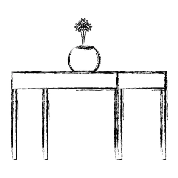 Mesa de madera con florero — Archivo Imágenes Vectoriales