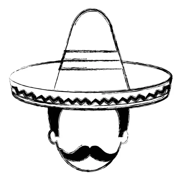 Mexicano mariachi cabeza avatar carácter — Archivo Imágenes Vectoriales