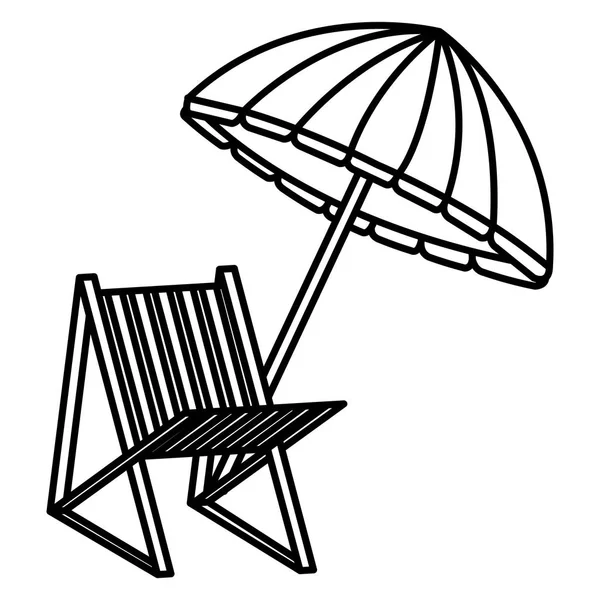 Sonnenschirm Strand mit Stuhl — Stockvektor