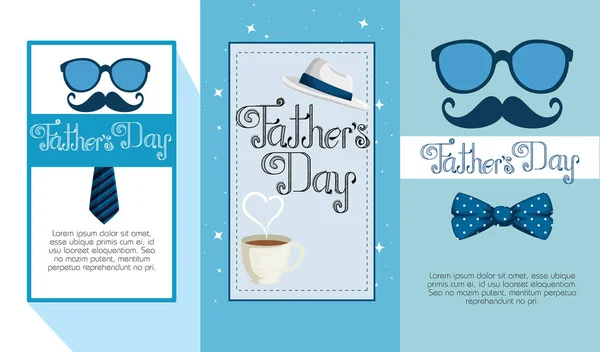 Set fäder kort till lycklig semester firande — Stock vektor
