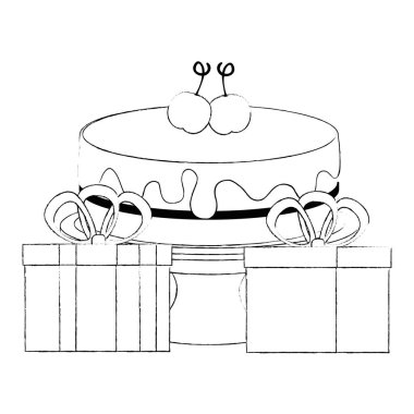 hediyeler ile tatlı ve lezzetli pasta sunar