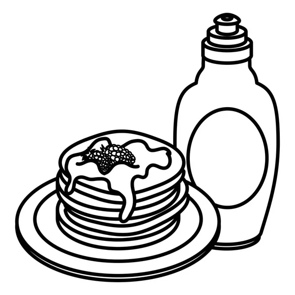 Pancakes with syrup maple — Stock Vector