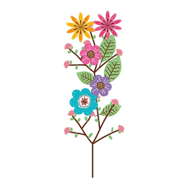 Flores y hojas jardín decorativo — Vector de stock