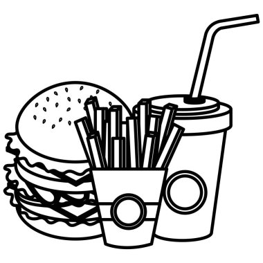 soda ve patates kızartması ile lezzetli burger