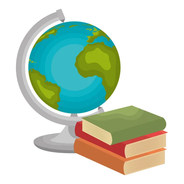 Planeta del mundo con libros de texto — Archivo Imágenes Vectoriales