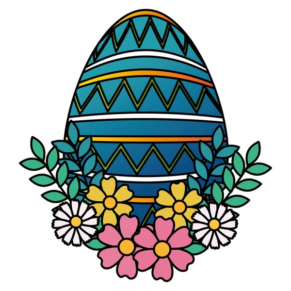 Oeuf peinture Pâques avec décoration florale — Image vectorielle