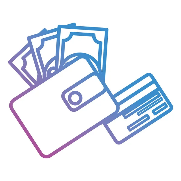 Faturaları ve kredi kartı ile cüzdan para — Stok Vektör