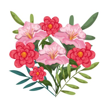 Güzel çiçekler ve yapraklar.