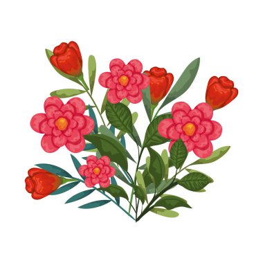 Güzel çiçekler ve yapraklar.