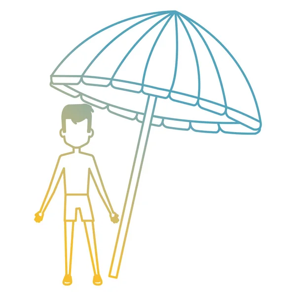 Little boy with umbrella beach — Stock Vector