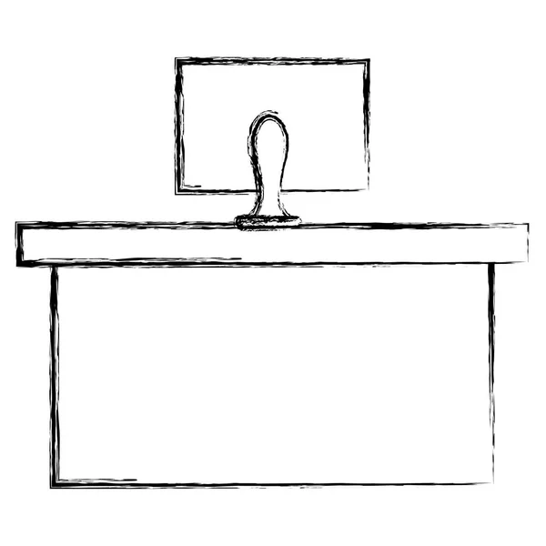 Bureau met computer — Stockvector