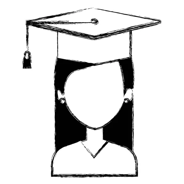 Femme étudiante diplômée avec uniforme — Image vectorielle