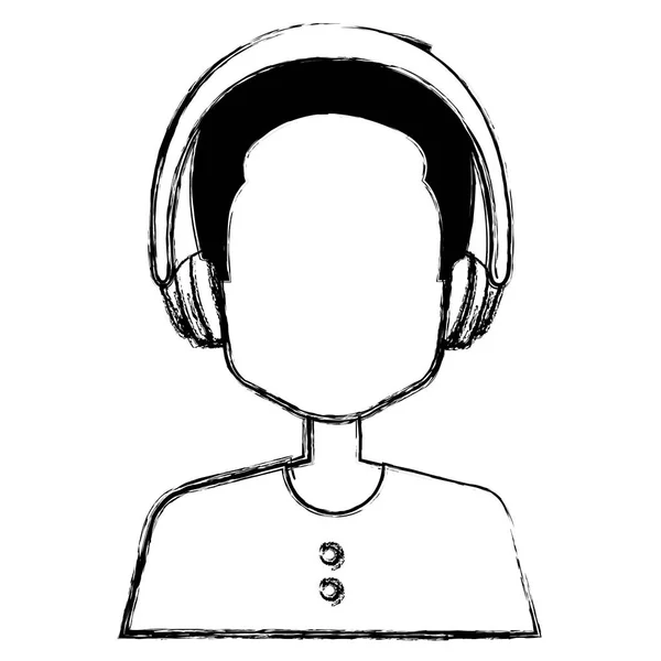 Jeune homme avec écouteurs — Image vectorielle