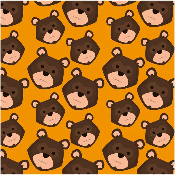 Kopf Bär Grizzly Muster Hintergrund — Stockvektor