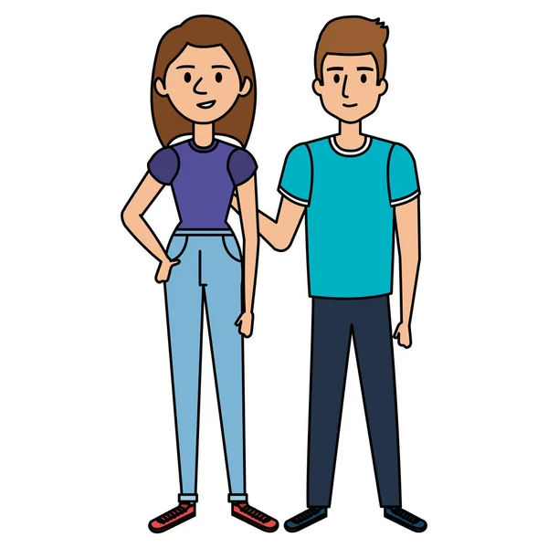 Pareja avatar caracteres iconos — Vector de stock