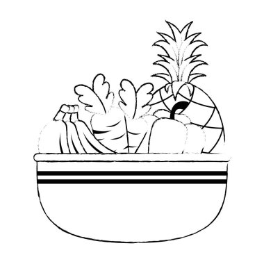 taze meyve ve sebze ile kase