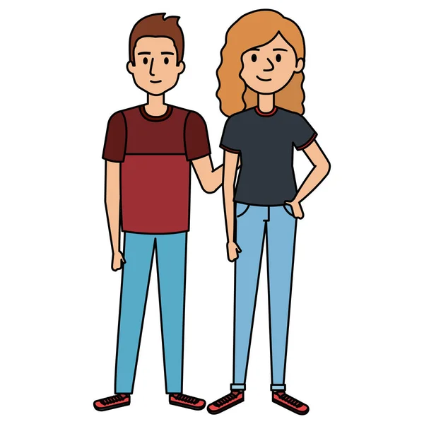 Pareja avatar caracteres iconos — Vector de stock