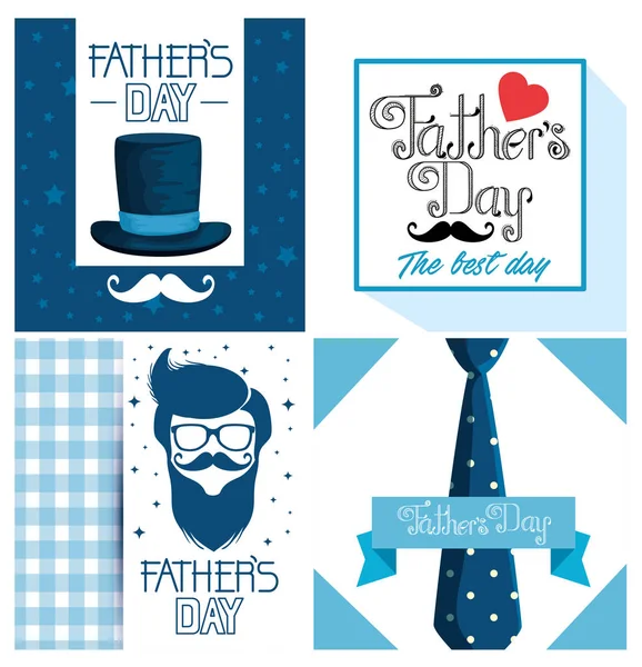 Set père carte décoration pour la célébration des vacances — Image vectorielle