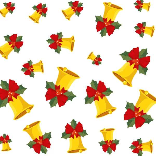 圣诞钟声和树叶装饰图案 — 图库矢量图片
