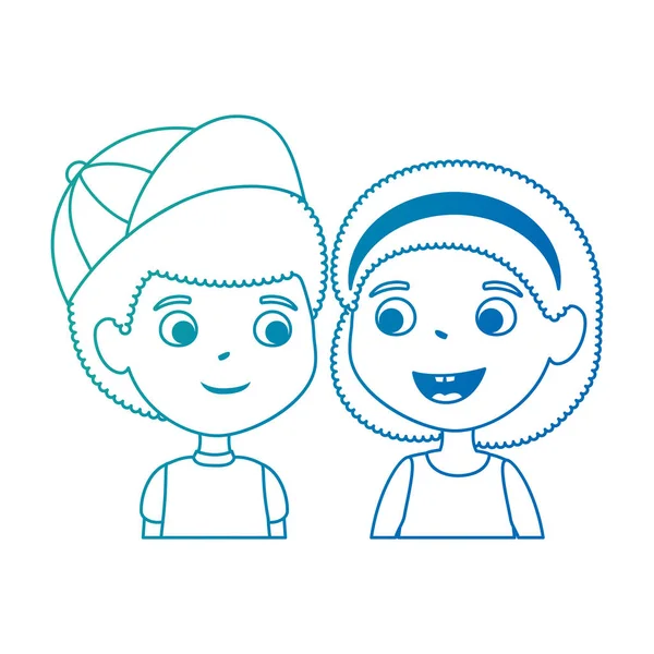Little kids couple characters — Stock Vector