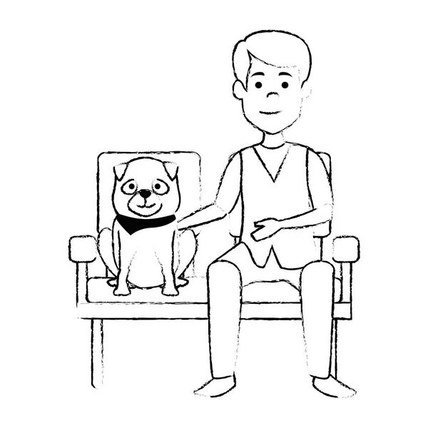 兽医在椅子上与狗头像字符 — 图库矢量图片