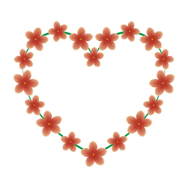 Mooie bloemen met hart vorm — Stockvector