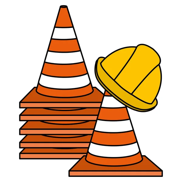 Capacete de construção com cones —  Vetores de Stock