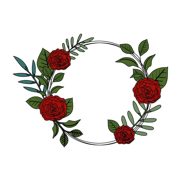 Circular roses decoration icon — Stock Vector