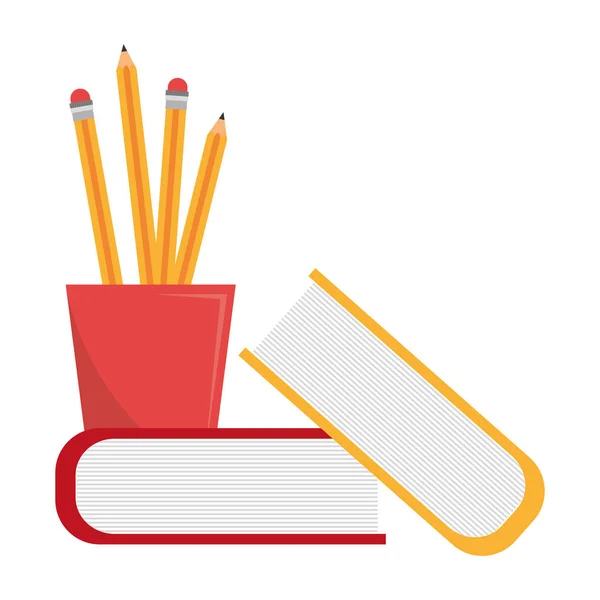 Bleistifthalter mit Büchern — Stockvektor