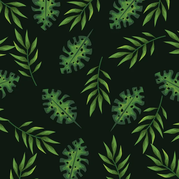 Rami naturali pianta con foglie esotiche sfondo — Vettoriale Stock