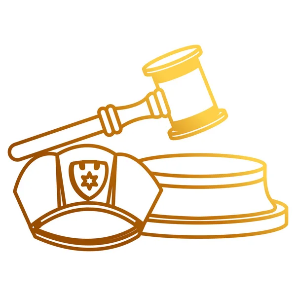 Justice hammer with police hat — Stock Vector