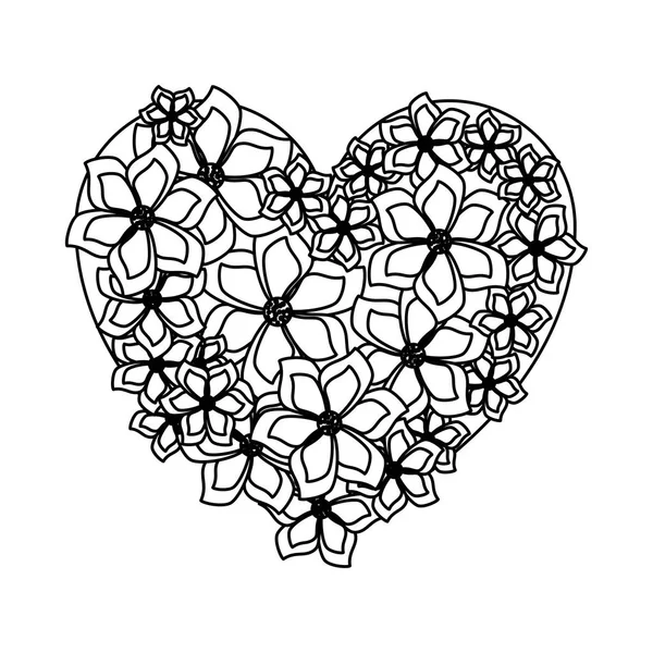 Hermosas flores con forma de corazón — Vector de stock