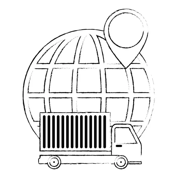 球形行星与卡车 — 图库矢量图片