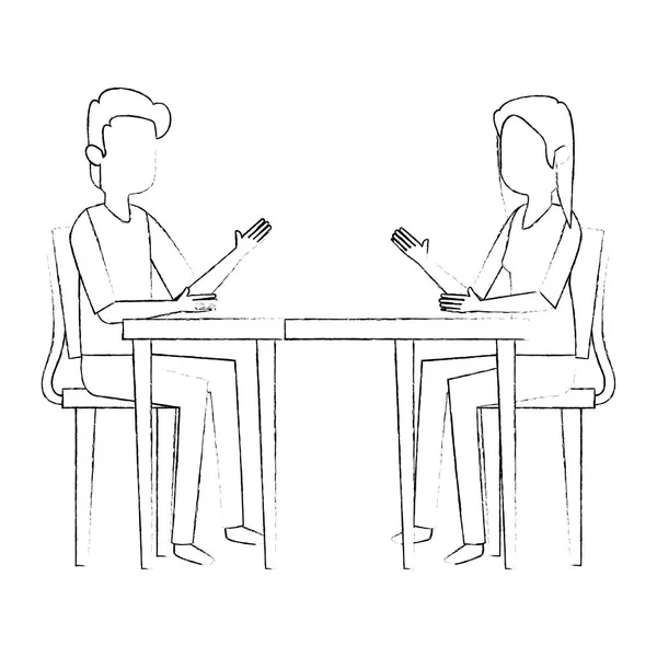 Couple parlant à table — Image vectorielle