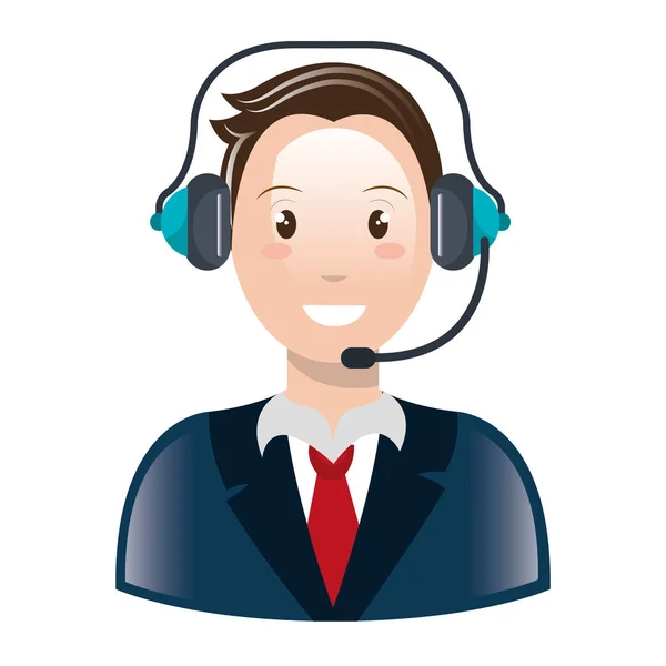 Call center agent met headset — Stockvector